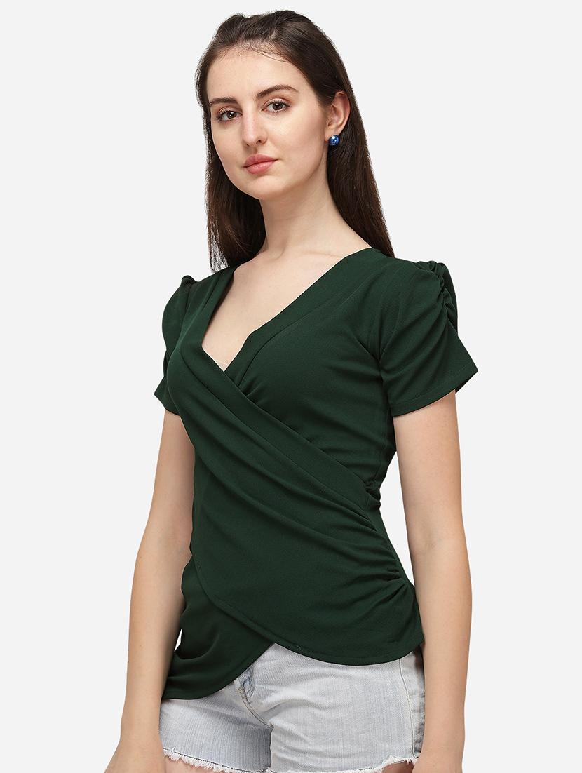 overlap neck solid top - 17793657 - Standard Image - 1