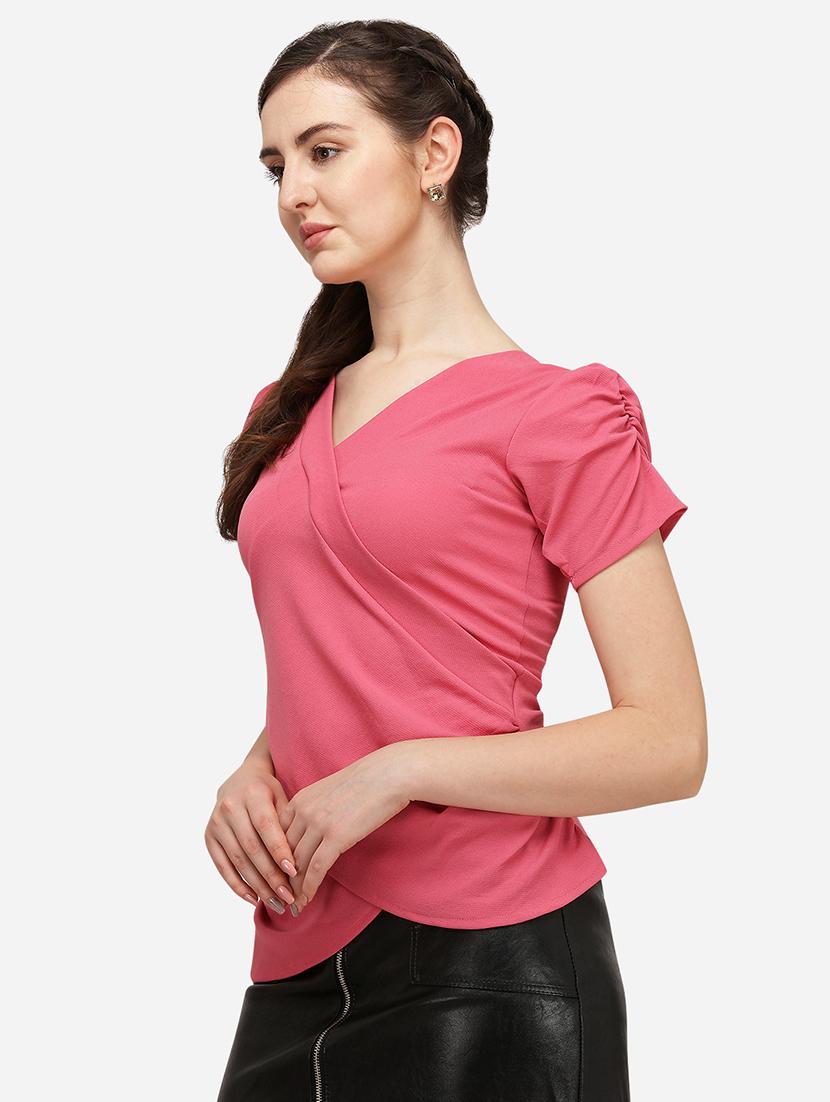 overlap neck solid top - 17793660 - Standard Image - 1