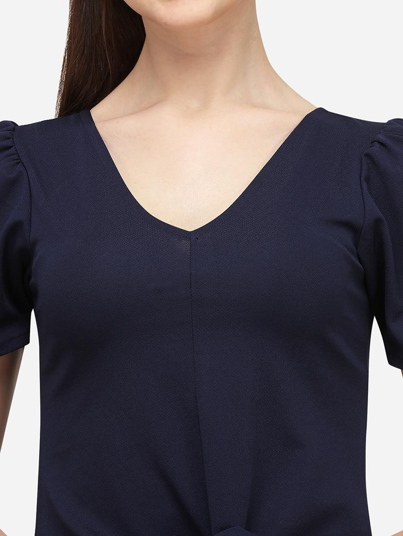 tie front solid crop top - 17793662 - Standard Image - 4