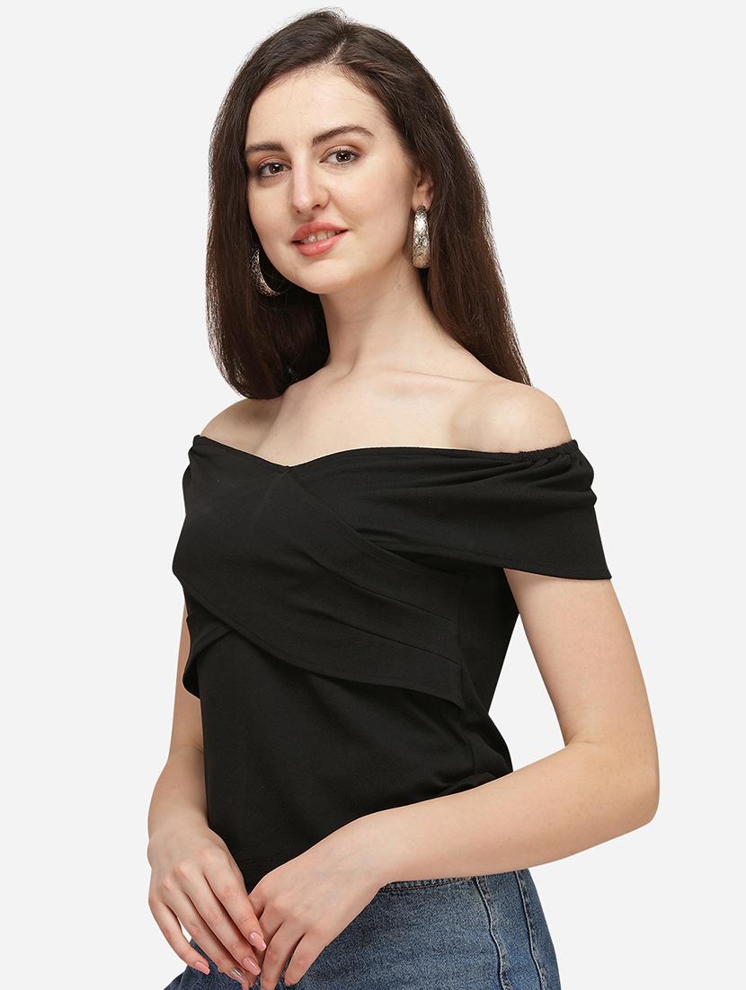 off shoulder solid top - 17793667 - Standard Image - 1
