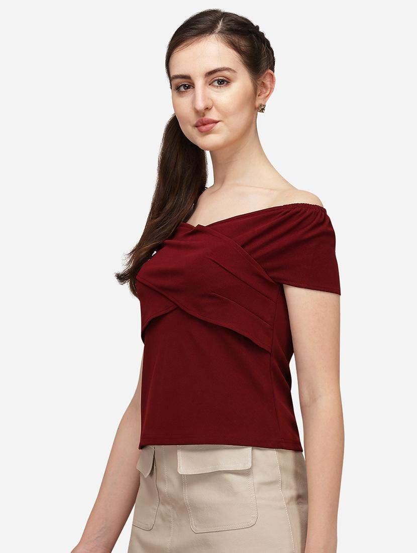 off shoulder solid top - 17793670 - Standard Image - 1