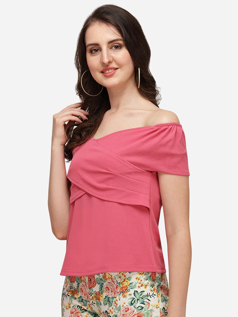 off shoulder solid top - 17793672 - Standard Image - 1