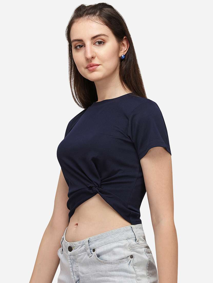 crew neck solid crop top - 17793674 -  Standard Image - 1