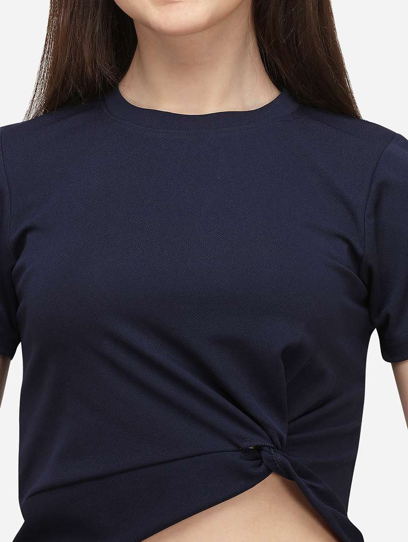 crew neck solid crop top - 17793674 -  Standard Image - 4