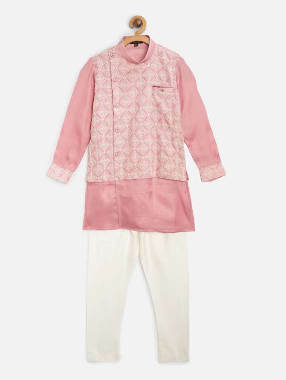 pink embroidered kurta pajama set