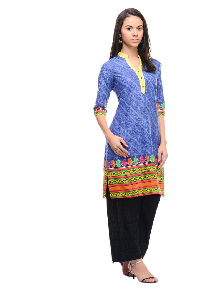 harshaya-g blue cotton kurtis - 17794264 - Standard Image - 1