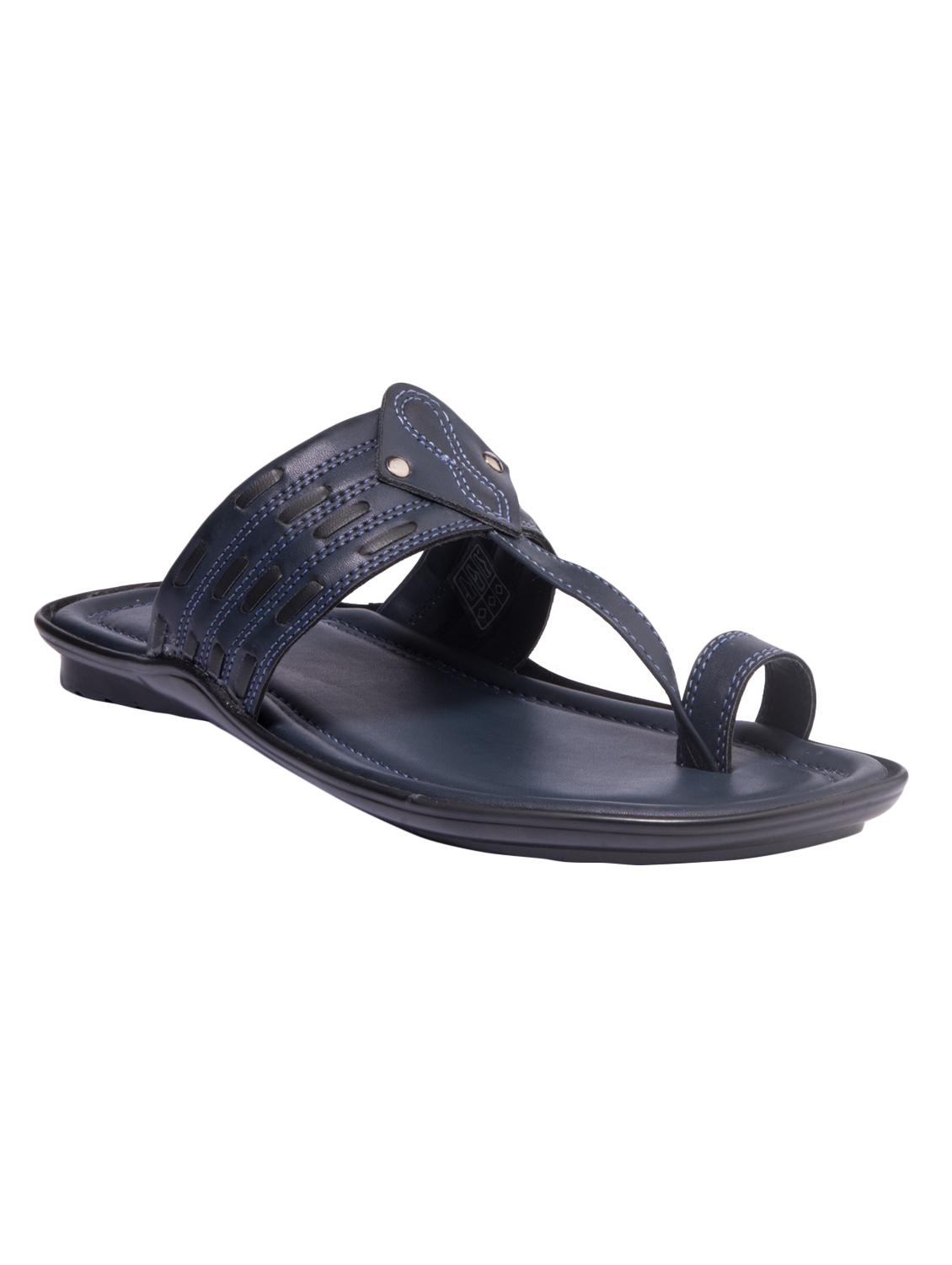 blue leather slip on sandals