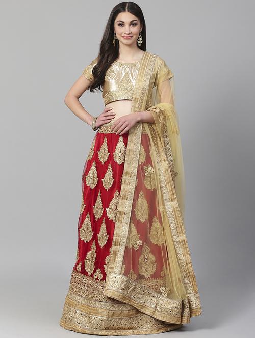 red net aline lehenga - 17795583 -  Standard Image - 0
