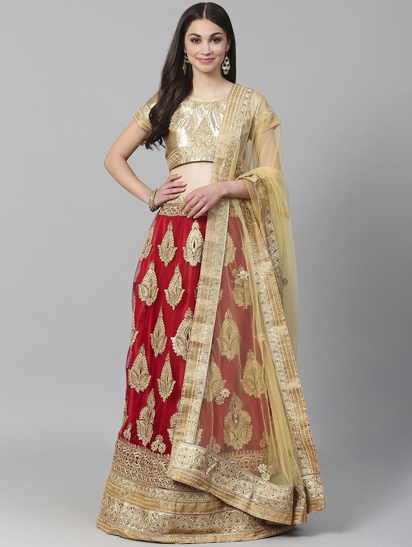red net aline lehenga - 17795583 -  Zoom Image - 0