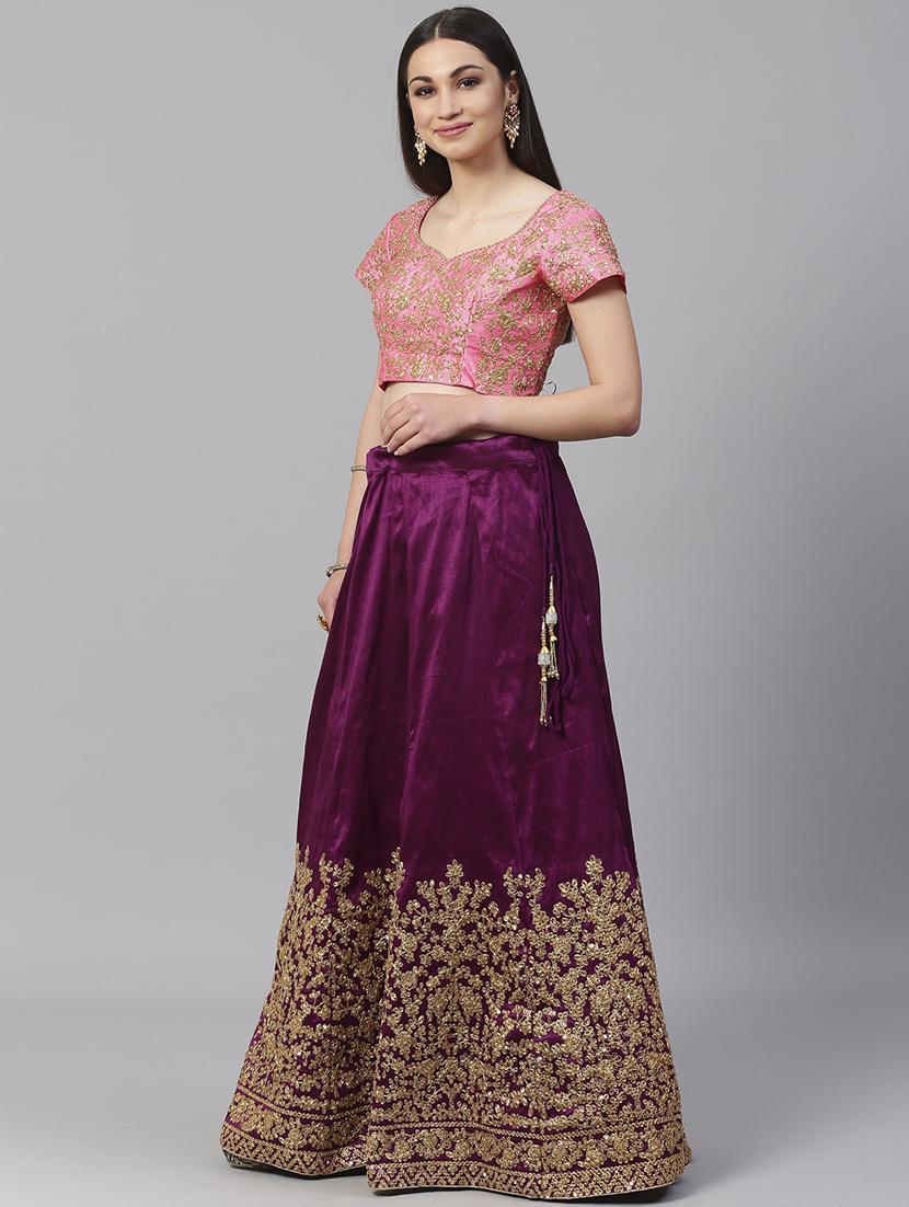 purple art silk aline lehenga - 17795690 - Standard Image - 1