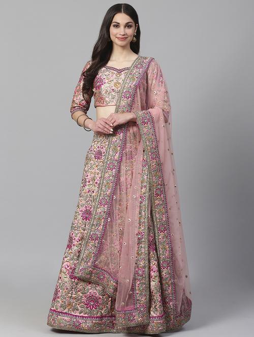 pink art silk aline lehenga - 17795697 - Standard Image - 0