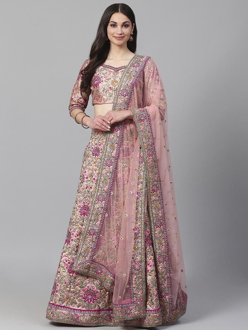 pink art silk aline lehenga - 17795697 - Zoom Image - 0