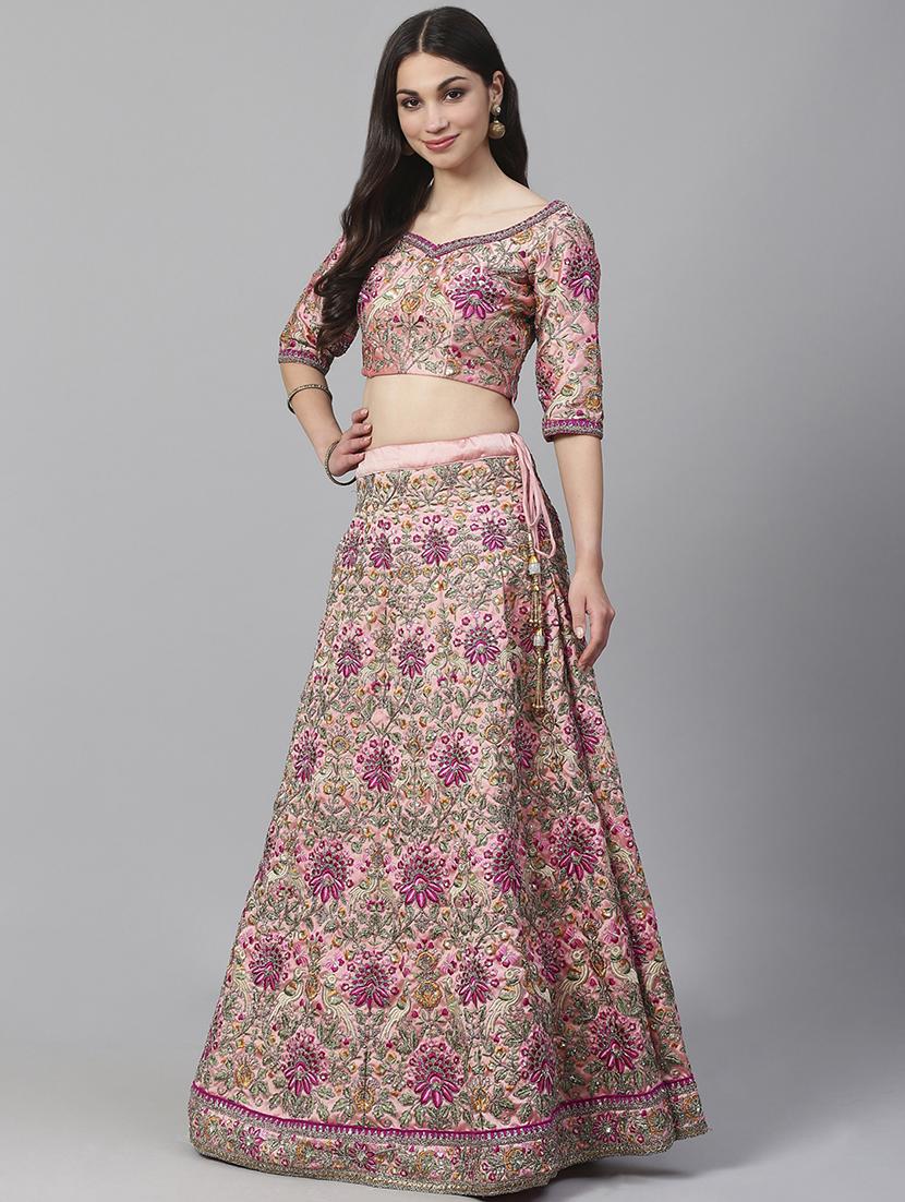 pink art silk aline lehenga - 17795697 - Standard Image - 1