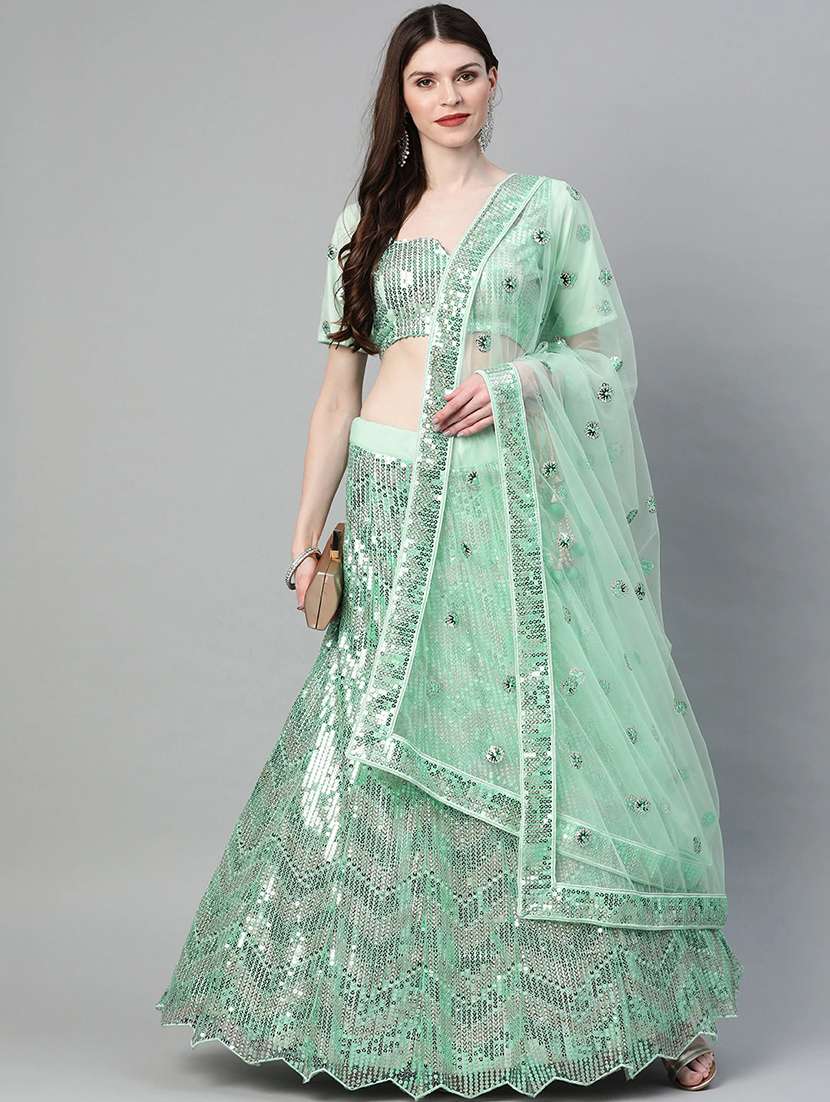 neon net flared lehenga - 17795715 - Zoom Image - 0