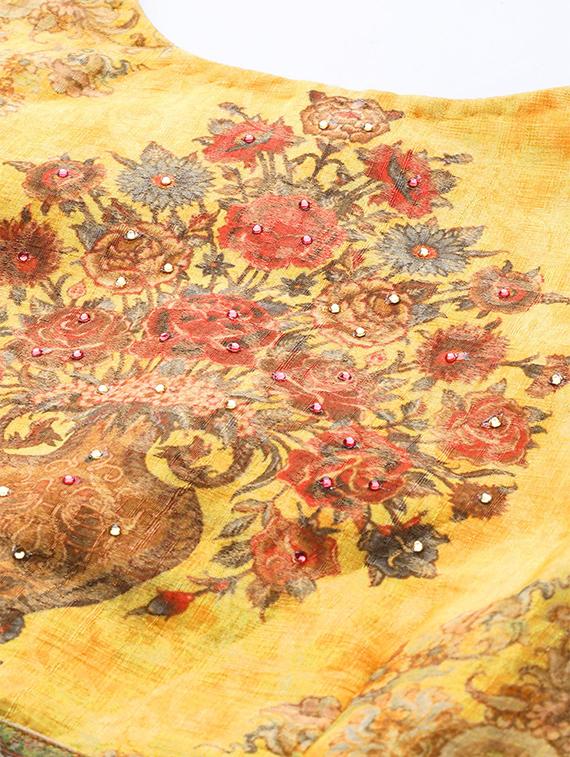 yellow art silk flared lehenga - 17795748 - Standard Image - 4