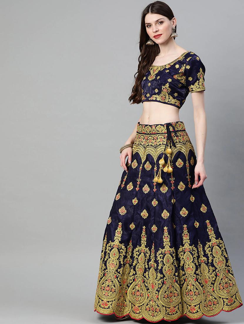 blue art silk aline lehenga - 17795749 - Standard Image - 1