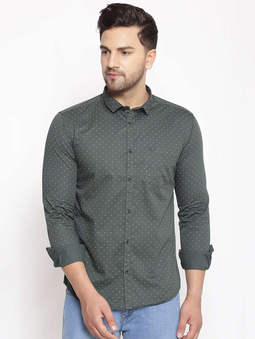 mens polka dots casual shirt