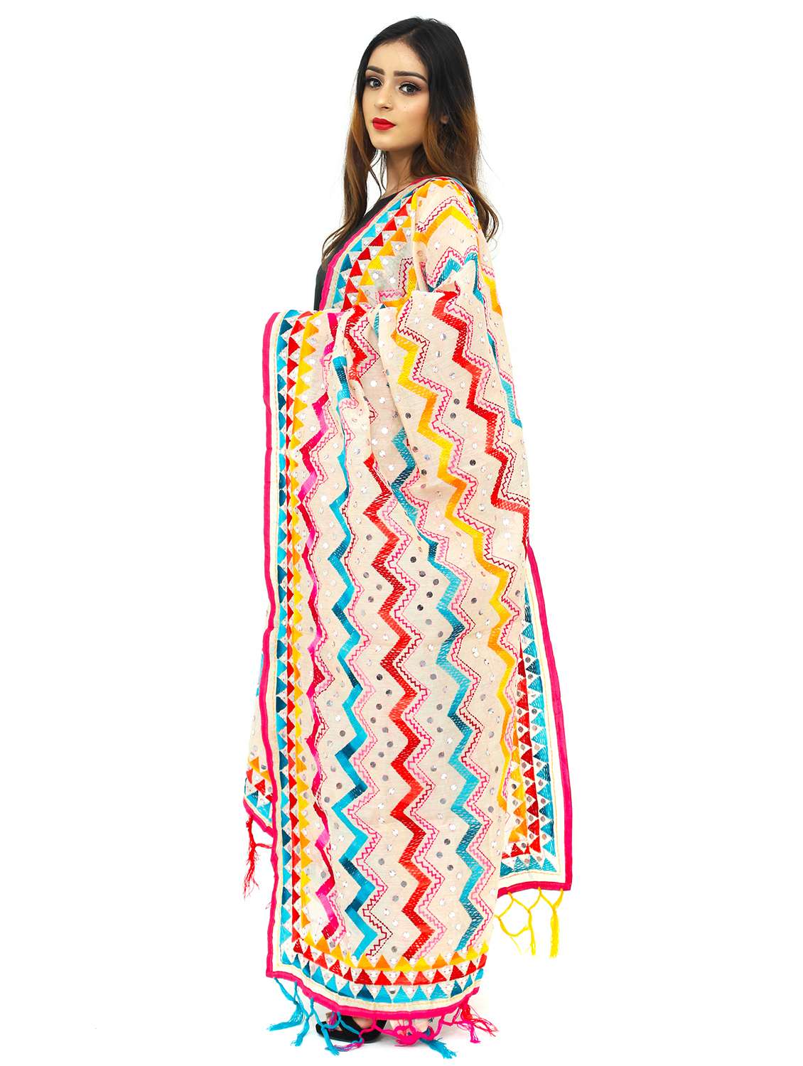 white chanderi dupatta - 17796032 -  Standard Image - 1