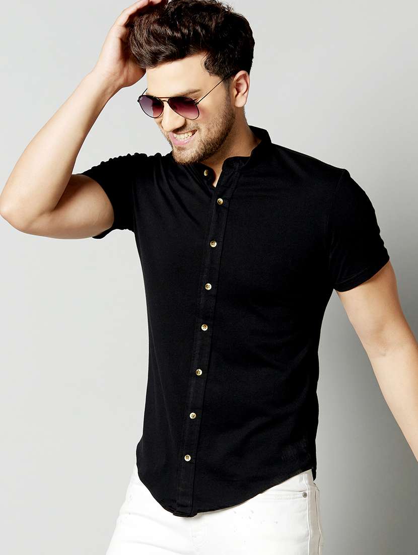 mens black slim fit casual shirt