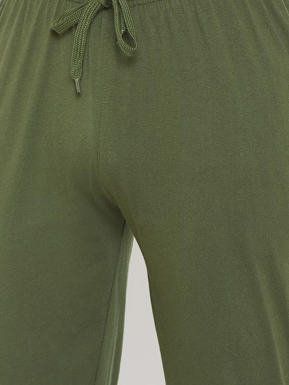 olive green printed full length track pant - 17796075 - Standard Image - 4