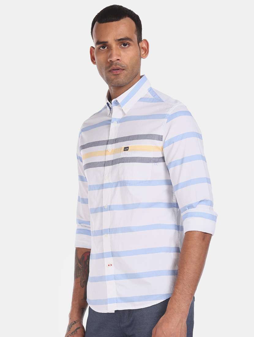 white striped casual shirt