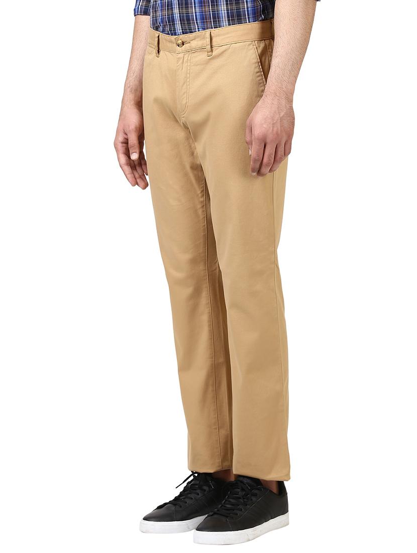 beige textured flat front casual trouser - 17798819 - Standard Image - 1
