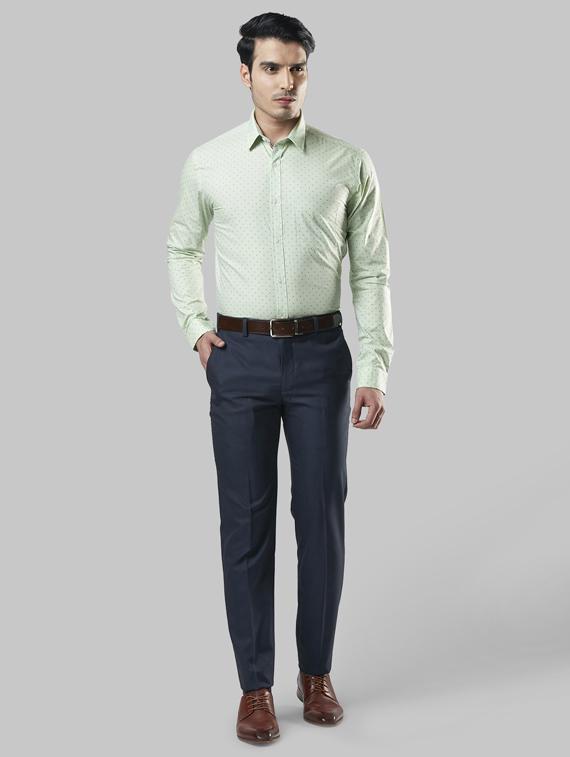 navy blue textured flat front formal trouser - 17799455 - Standard Image - 4