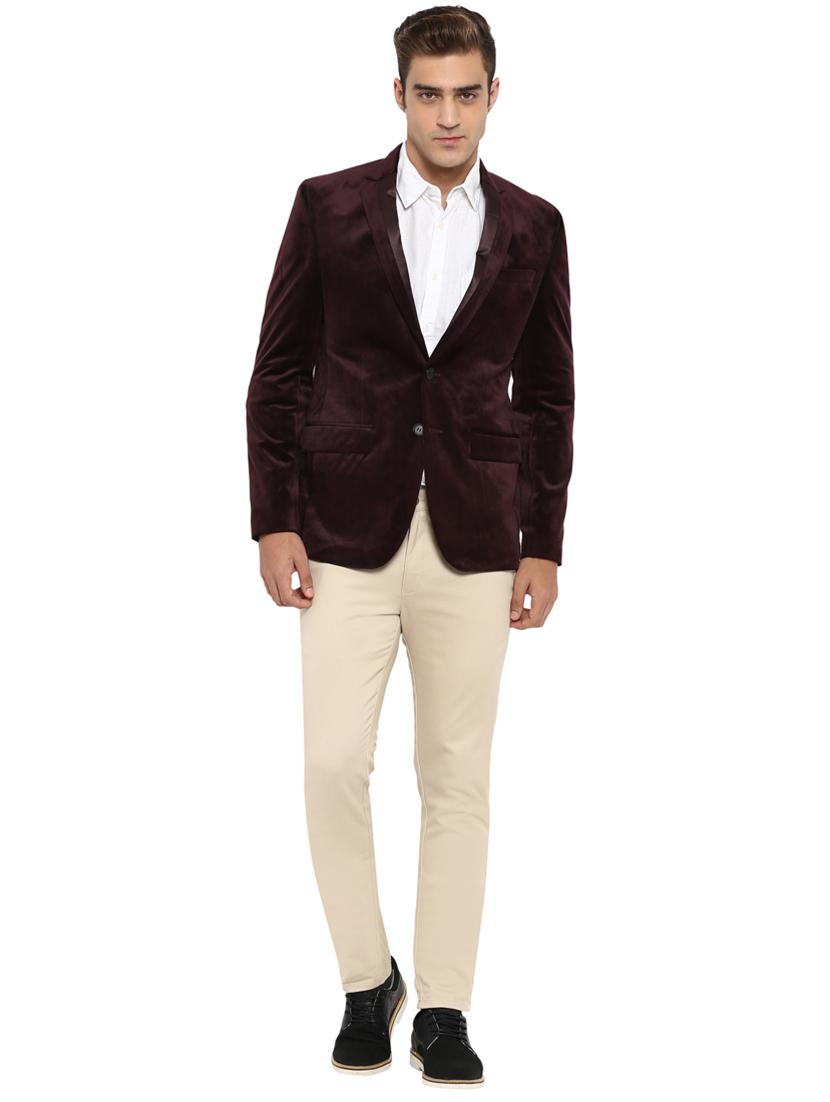 red solid single breasted formal blazer - 17800189 - Standard Image - 4