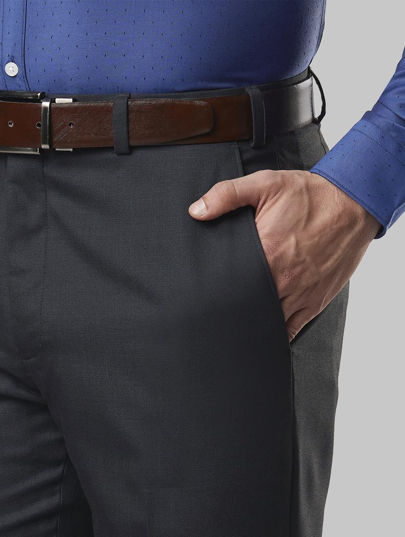 grey textured flat front formal trouser - 17800360 - Standard Image - 4