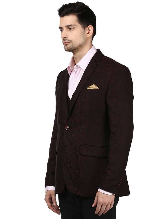 red self design single breasted formal blazer - 17800412 - Standard Image - 1