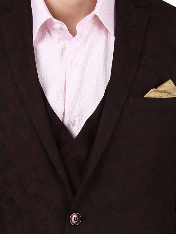 red self design single breasted formal blazer - 17800412 - Standard Image - 4