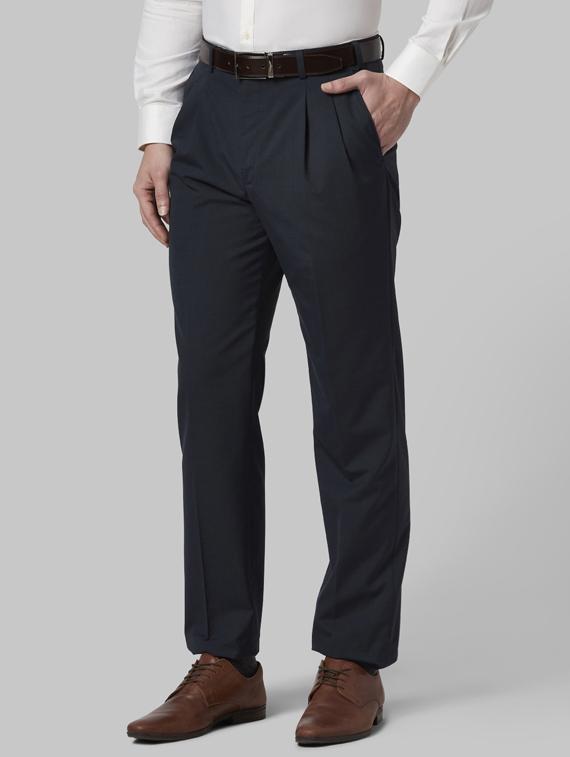 dark blue pleated formal trouser - 17800544 - Standard Image - 1