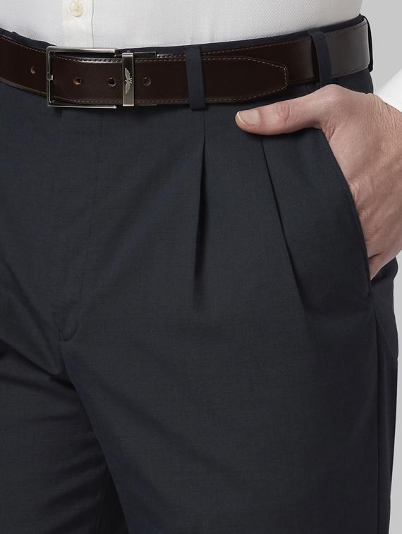 dark blue pleated formal trouser - 17800544 - Standard Image - 4