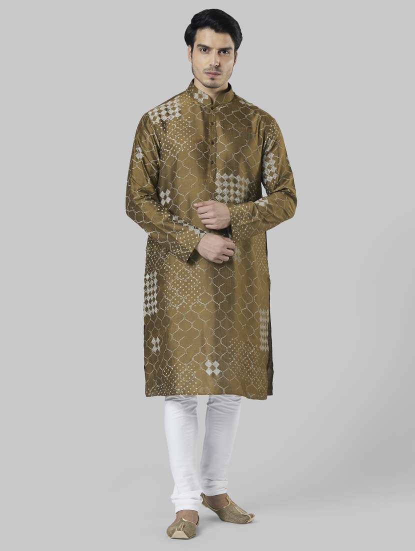 brown printed long kurta