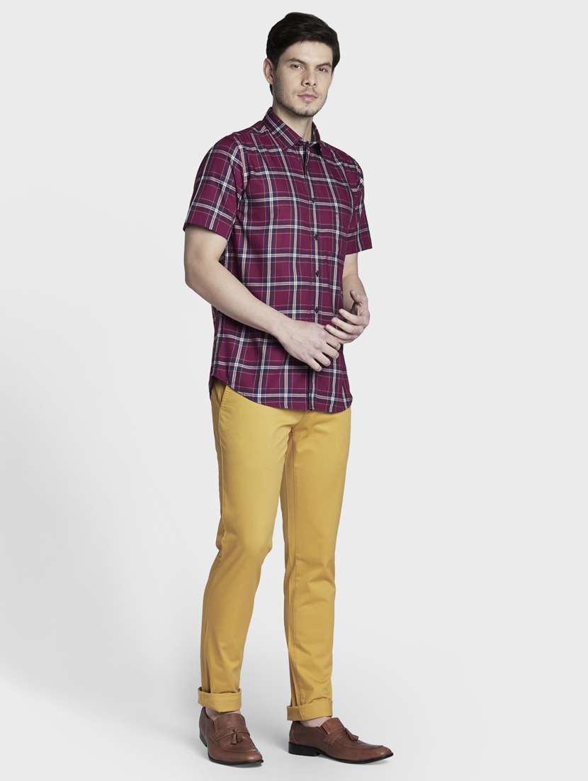 maroon checkered casual shirt - 17801727 -  Standard Image - 4