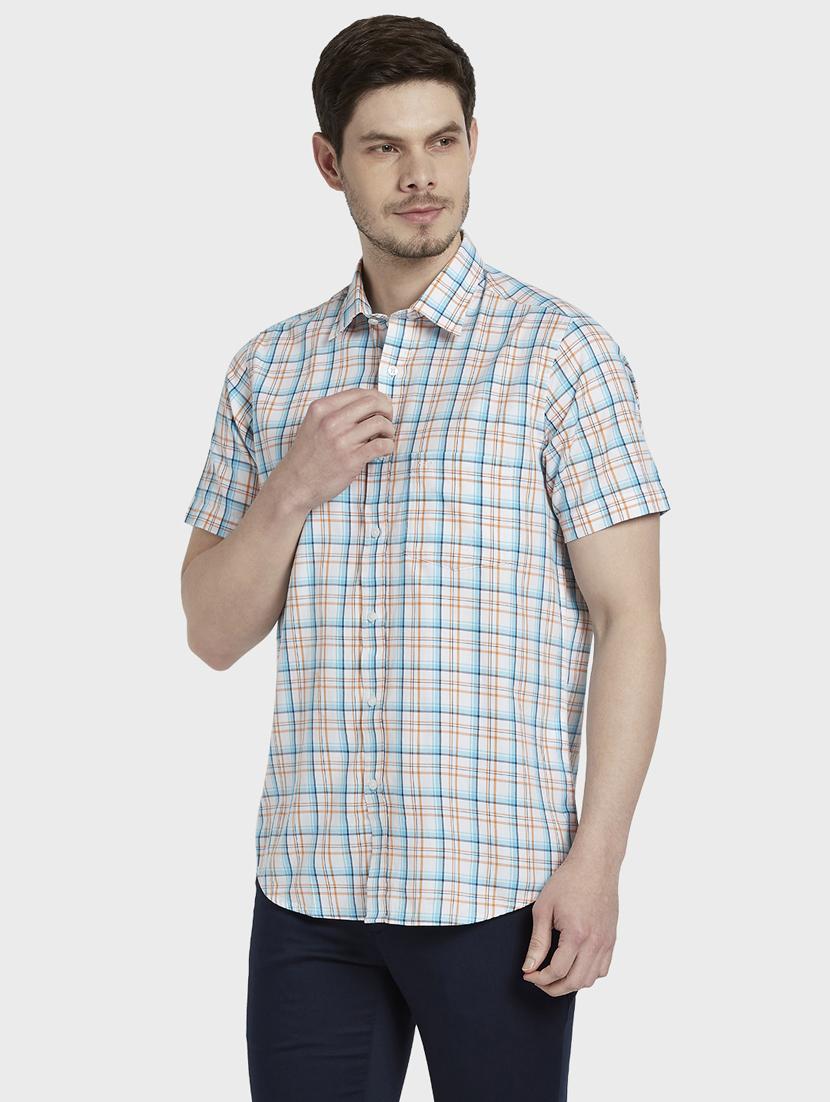 cream checkered casual shirt - 17801844 -  Standard Image - 1