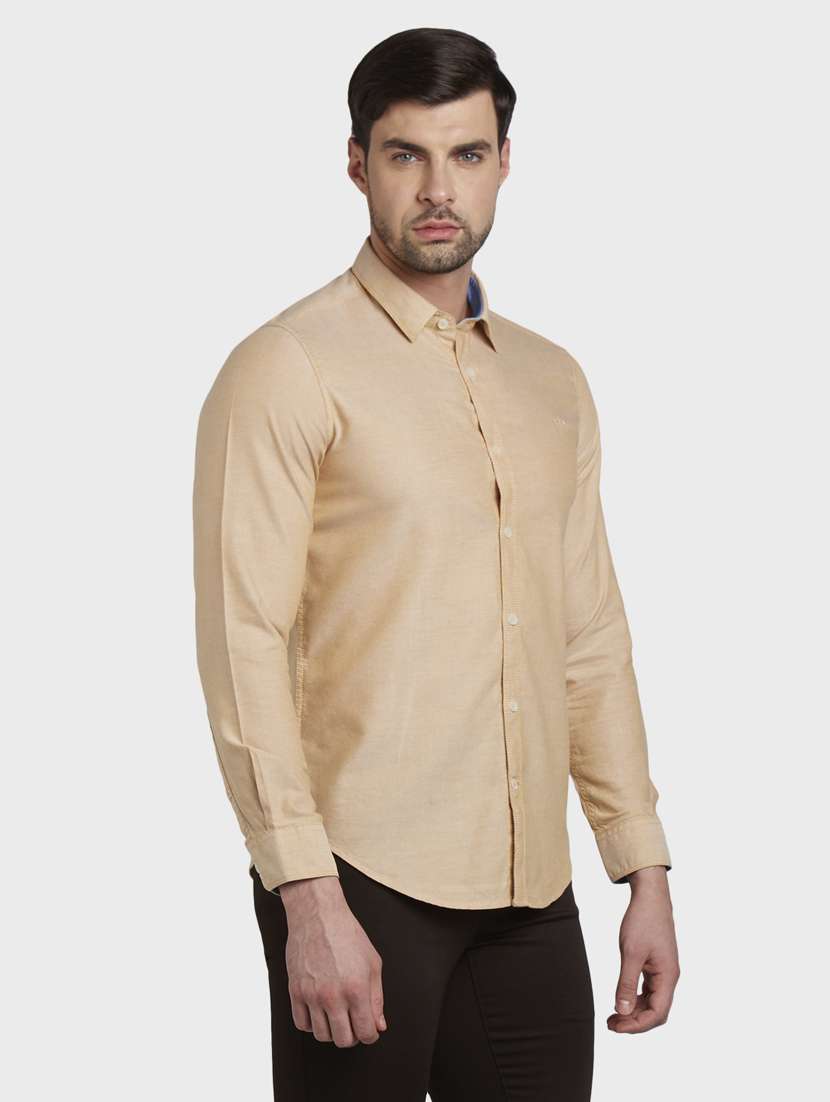 beige solid casual shirt - 17801870 -  Standard Image - 1
