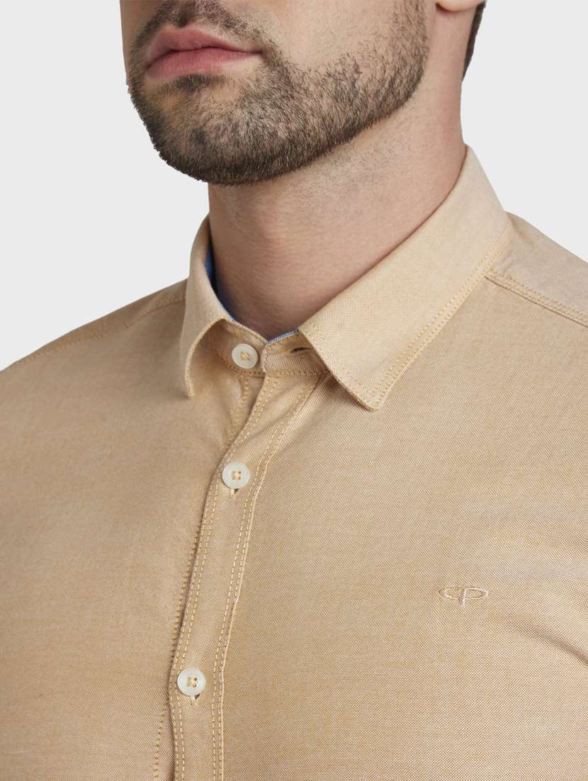 beige solid casual shirt - 17801870 -  Standard Image - 4