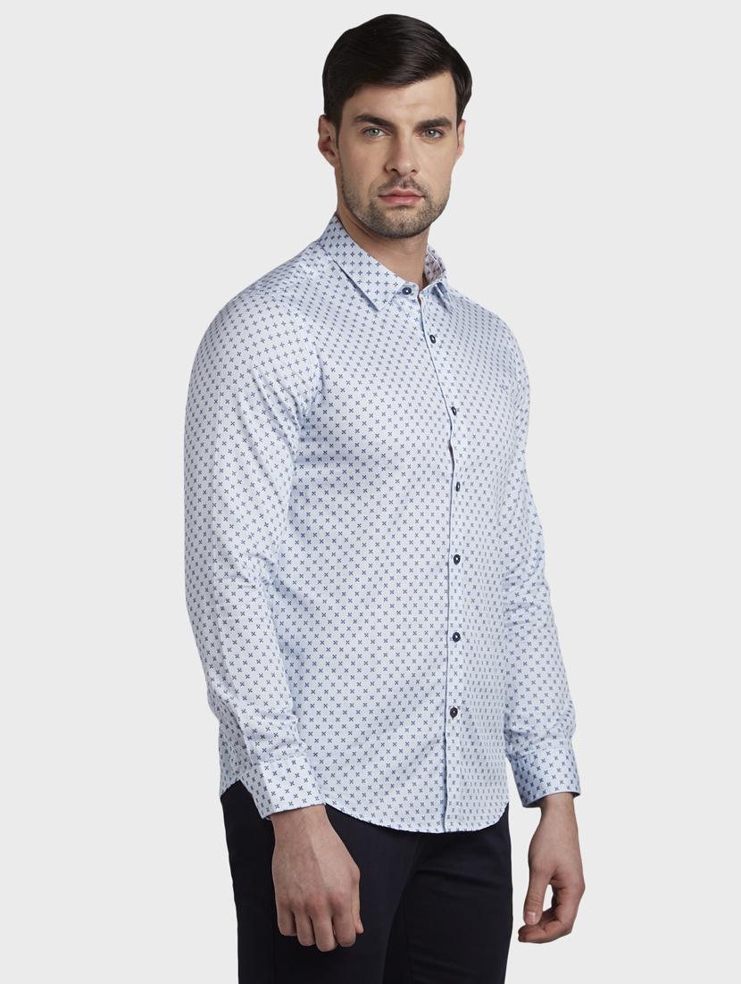 light blue printed casual shirt - 17801887 - Standard Image - 1