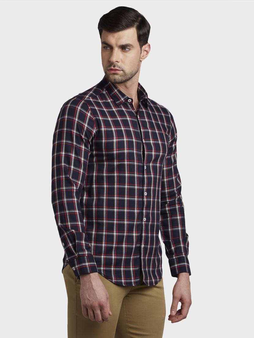 navy blue checkered casual shirt - 17801912 -  Standard Image - 1