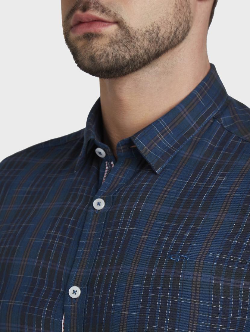 teal checkered casual shirt - 17801926 - Standard Image - 4