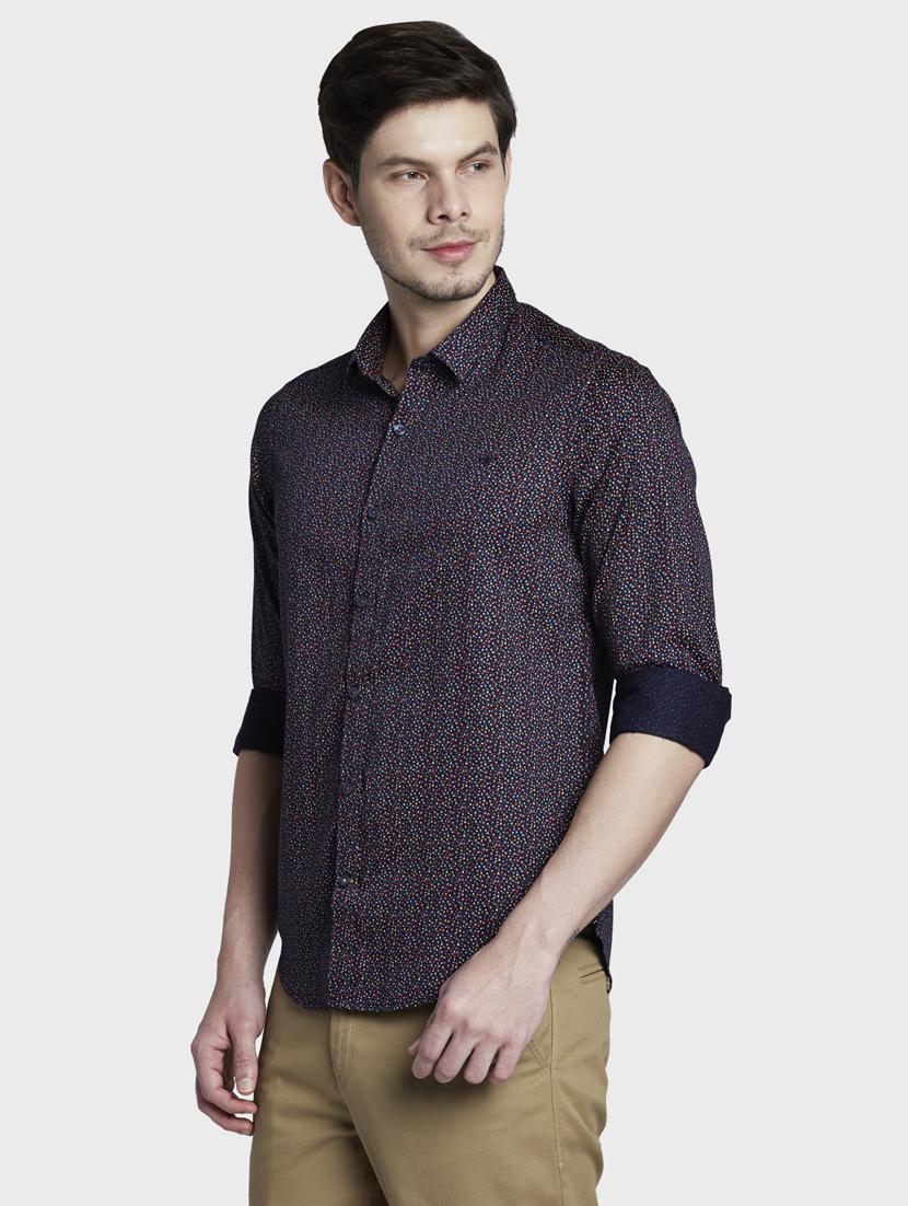 navy blue printed casual shirt - 17801973 -  Standard Image - 1