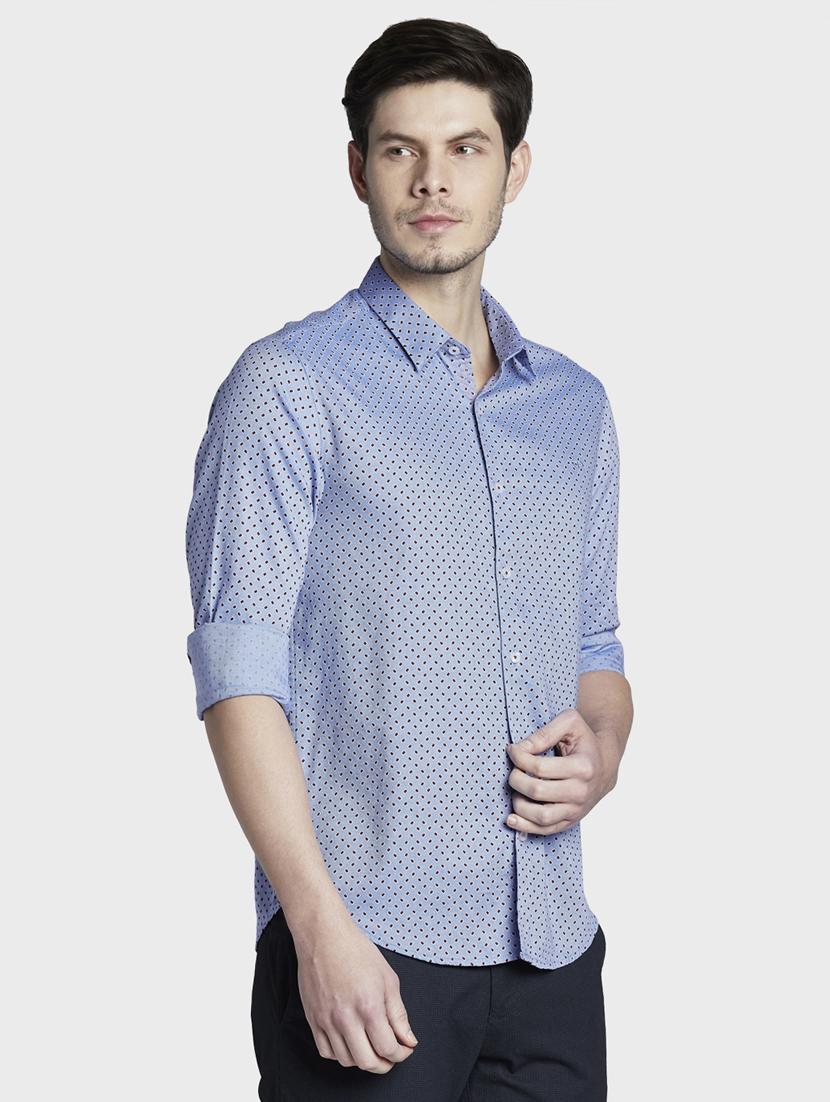 blue printed casual shirt - 17801977 - Standard Image - 1