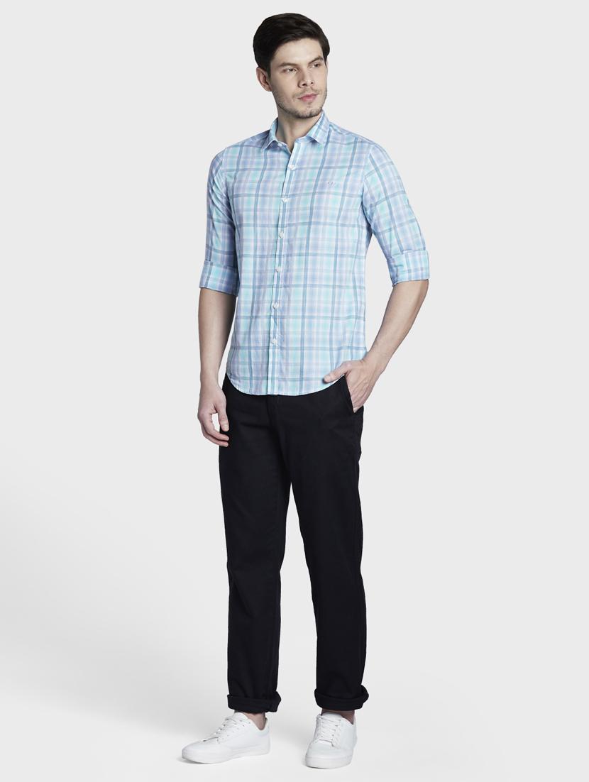 light blue checkered casual shirt - 17801991 - Standard Image - 4