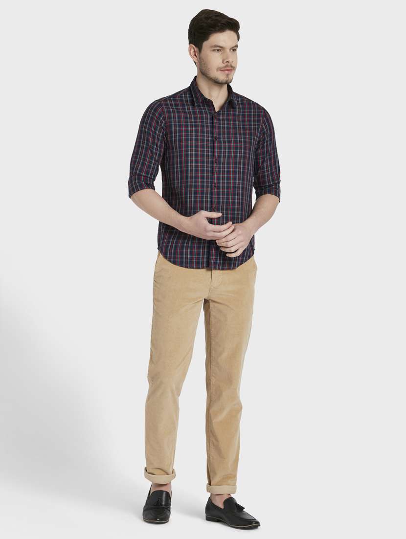 navy blue checkered casual shirt - 17802009 - Standard Image - 4