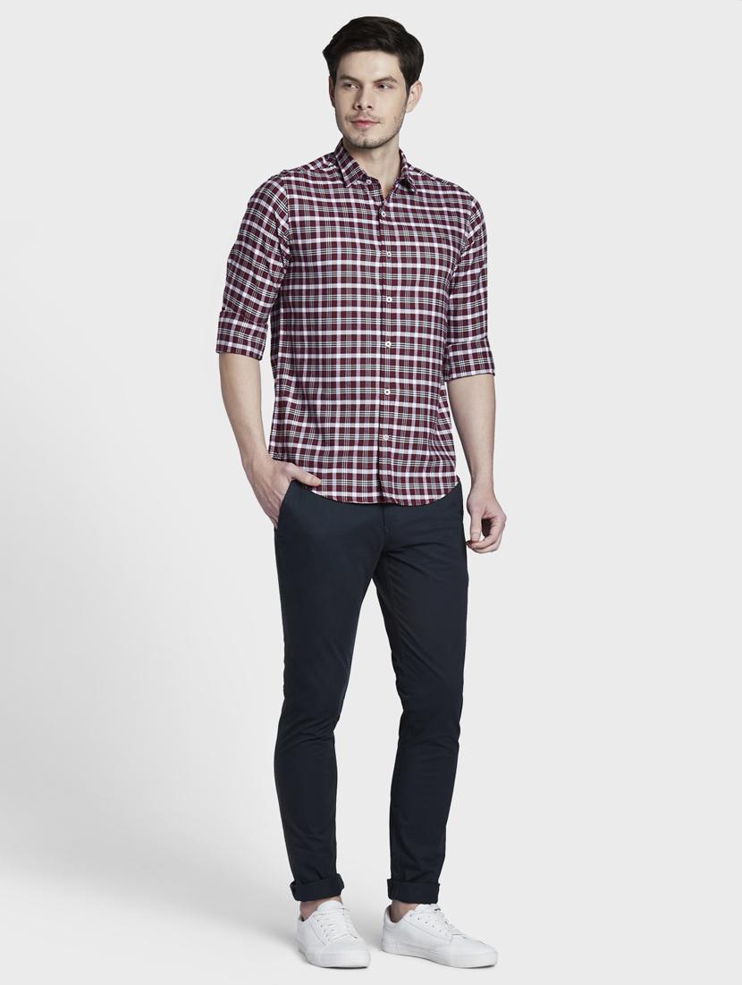 maroon checkered casual shirt - 17802020 - Standard Image - 4
