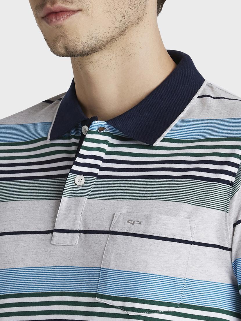 grey striped polo t-shirt - 17804781 - Standard Image - 4