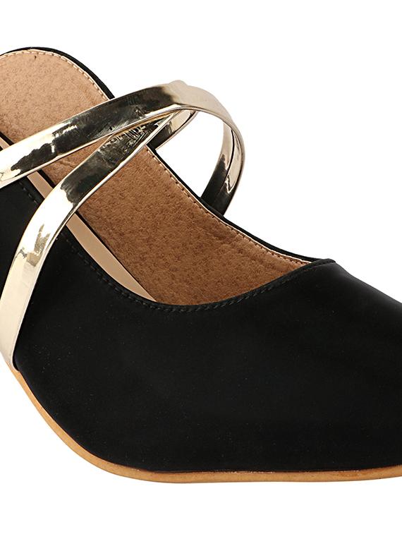 black synthetic slip on pumps - 17805793 - Standard Image - 4