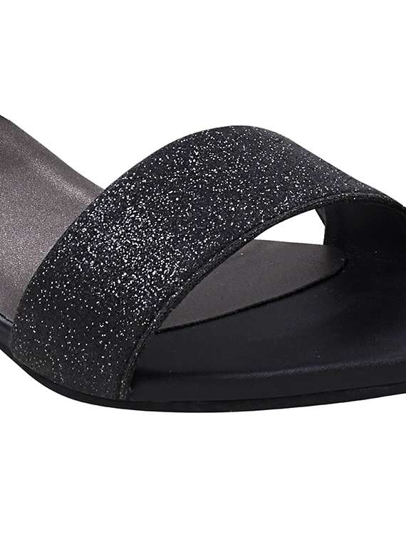 black synthetic ankle strap sandals - 17805806 -  Standard Image - 4