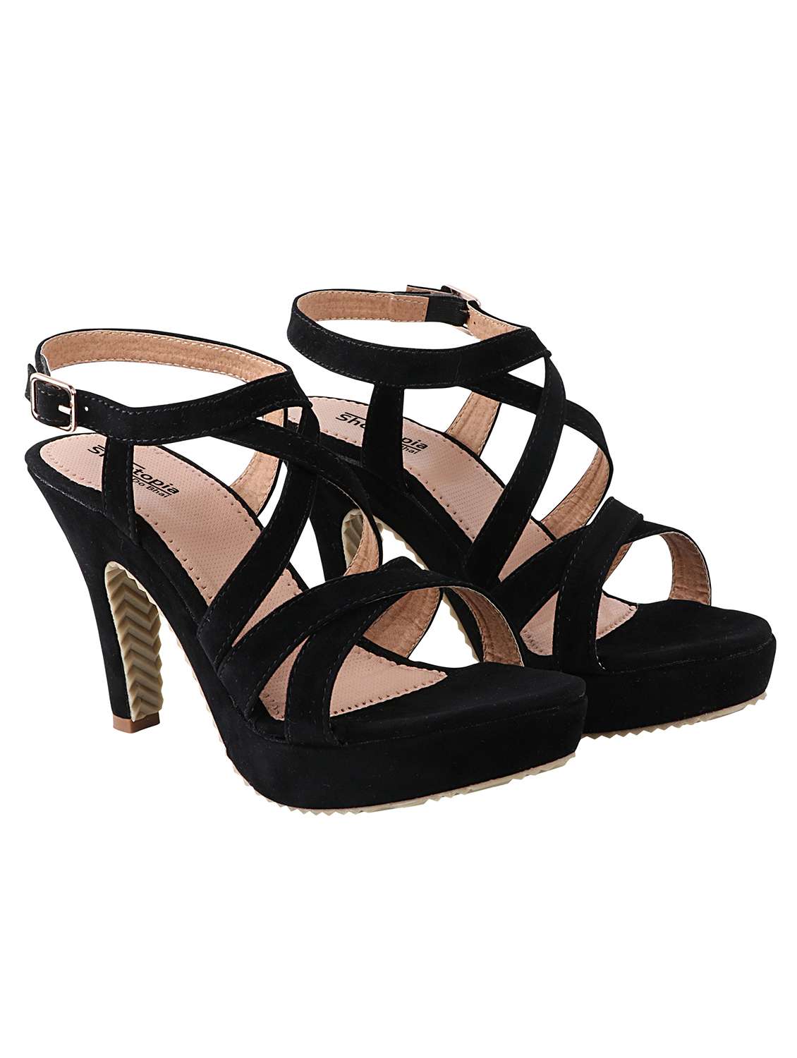 black suede ankle strap sandals - 17805833 - Standard Image - 1